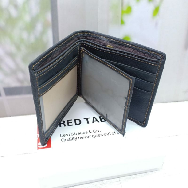 Dompet Kulit Pria L9024. Dompet Cowok Lipat Kulit Basah. Dompet Kulit Sapi Asli Import