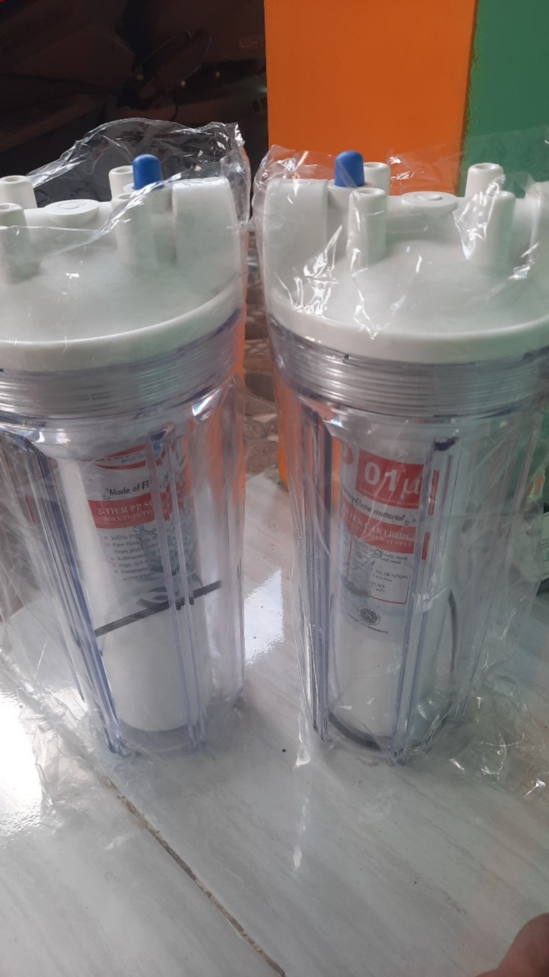 Penjernih Air Filter Air 2 Tabung Housing Nanotec 10 Drat 1/2 Atau 3/4 Bening