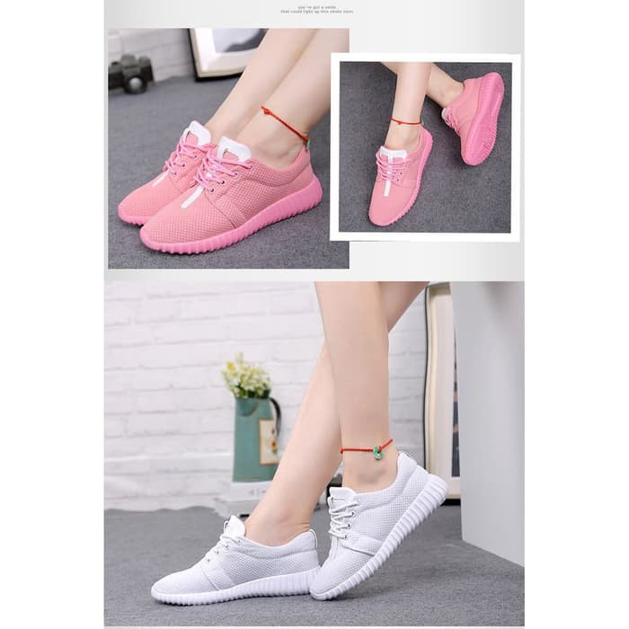 SEPATU MODEL KINI TERKINI KENKINIAN BUAT SEKOLAH KERJA HAK PUMP HEELS / Adidas Yeezy Rep Pink/Putih|