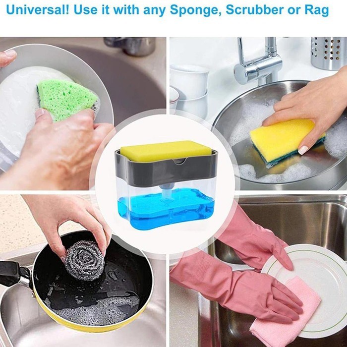 SHABRINA FASHION!! DISPENSER SABUN CUCI PIRING SPONGE HOLDER [GRATIS SPONS] CUCI PIRING 2IN1