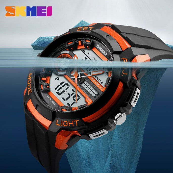 JAM TANGAN SKMEI Men Sport LED WR 50m - AD1202 BLACK GOLD