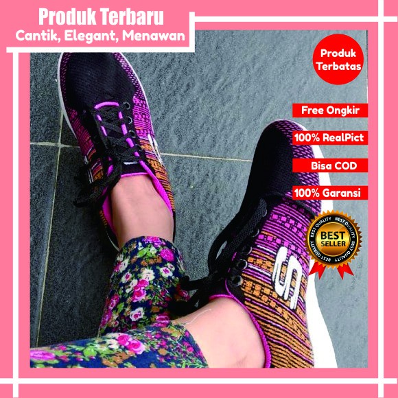 sepatu kets wanita murah Sneakers Import SKECHERSS Orange
