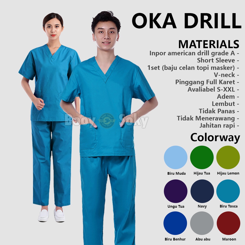 BAJU OK BAJU JAGA DOKTER PERAWAT BAJU OKA SCRUB BAJU OKA LENGAN PENDEK PRIA DAN WANITA