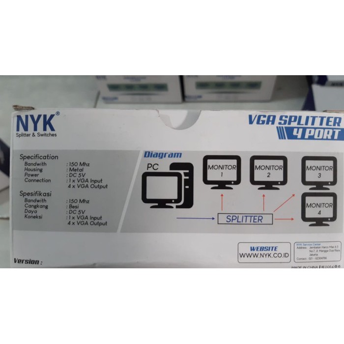 VGA SPLITTER 1-4 Port NYK Original