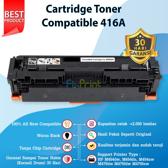 Cartridge Toner Compatible 416A W2040A W2041A W2042A W2043A HP Printer M454dw M454nw M479dw No Chip