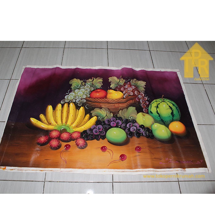 Lukisan Asli - Tropical Fruits on Canvas Landscape 85x135cm.