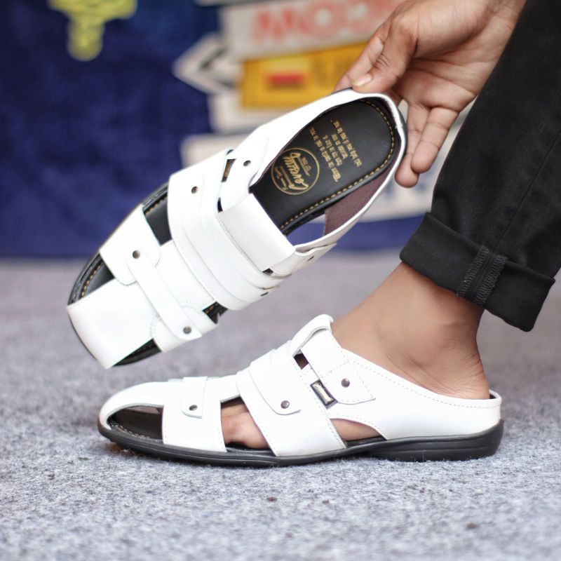 Sandal Bustong Pria Kulit Asli Sepatu Sandal Casual Semi Formal Original Slop Santai