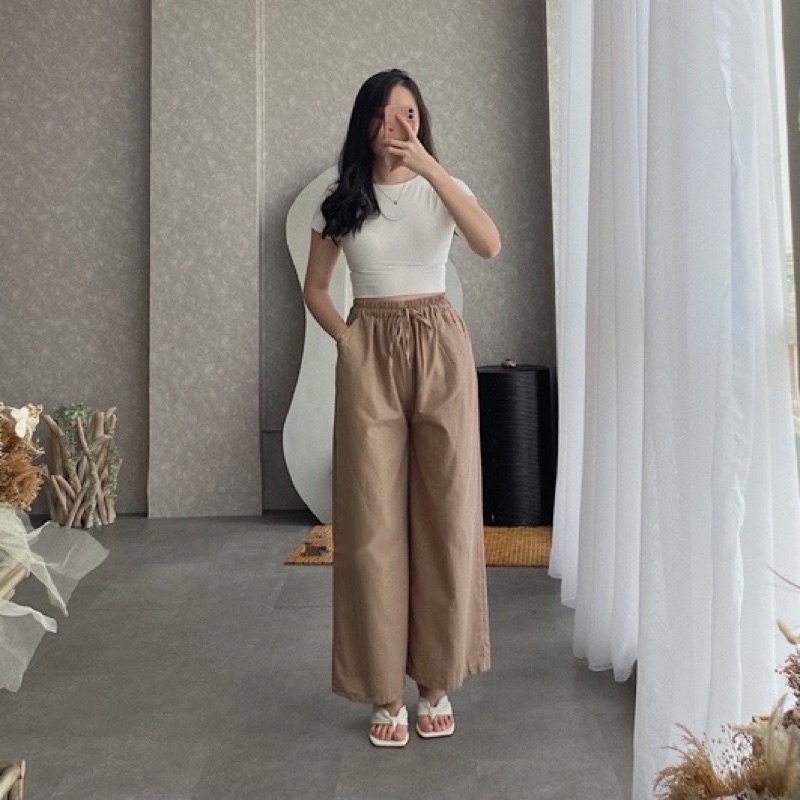 BEFAST - ZFS OOTD Wanita Kulot FIFI / WIDE LINEN KULOT / Pakaian Kulot Kasual / Celana Panjang Kulot Modis / Celana Panjang Casual Wanita / Kulot Kekiniaan Wanita Remaja / Fashion Wanita Kerja / Celana Kulot Banyak Warna / Terlaris