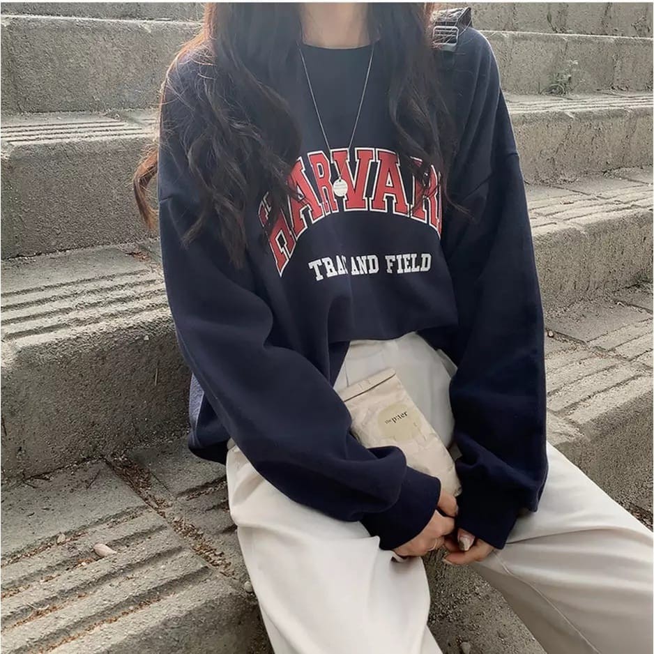 SWEATER OVERSIZE WANITA HARVARD SWEATER WANITA DAN PRIA SWEATER KPOP SWITER