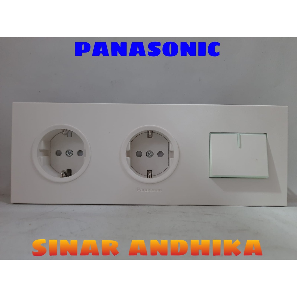 STOP KONTAK DOUBLE + SAKLAR ENGKEL LEBAR PUTIH PANASONIC WESJP 11223W+WESJ 5941