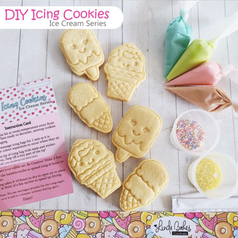 

DIY Icing Cookies/ Decorating/ Kukis Hias/ Kue Kering/ Souvenir - Ice Cream Series