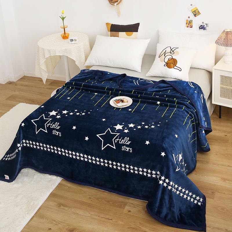 Selimut Bulu Halus 150x200 Motif Keren Murah Asriyasashii Berkualitas-BINTANG BIRU 150