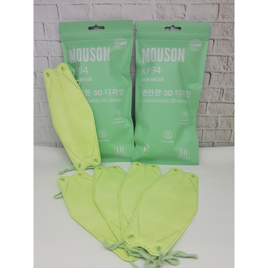 ENZ ® MASKER KF94 KF 94 MOUSON MODEL KOREA PREMIUM 4PLY 4 PLY HITAM PUTIH ABU 1 PACK ISI 10 PCS UKURAN DEWASA 1010