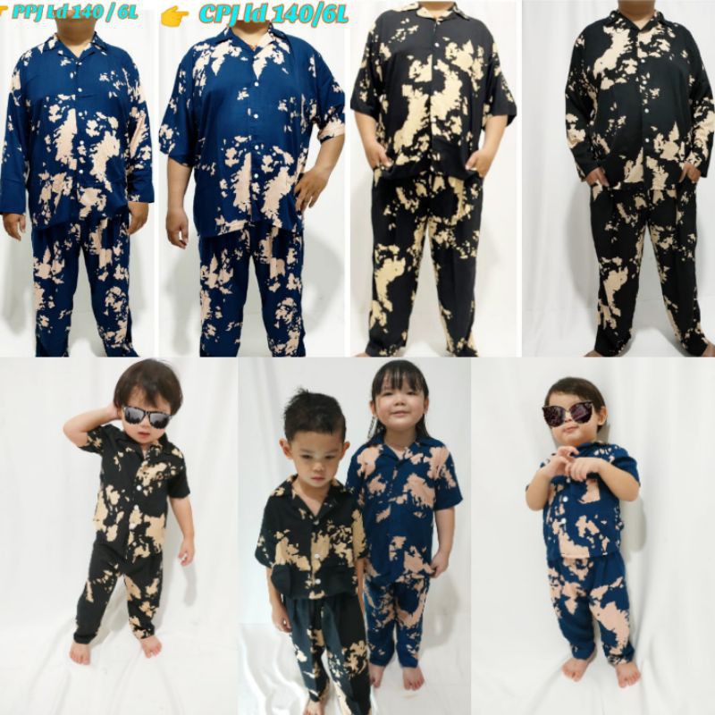 Baju tidur tie dye one set couple rayon vicose premium setelan celana panjang piyama wanita dewasa