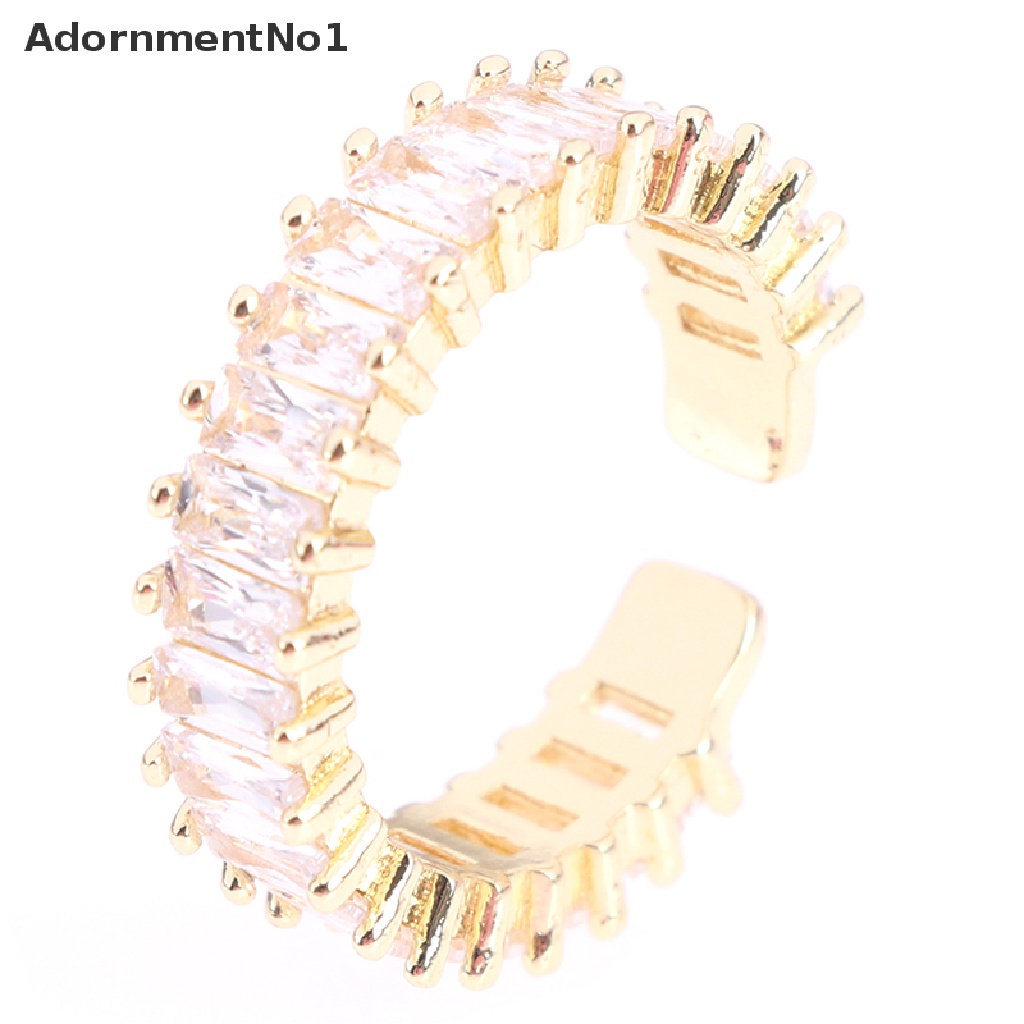 (AdornmentNo1) Cincin Terbuka Adjustable Elegan Motif Geometri Aksen Hollow Untuk Perhiasan Wanita