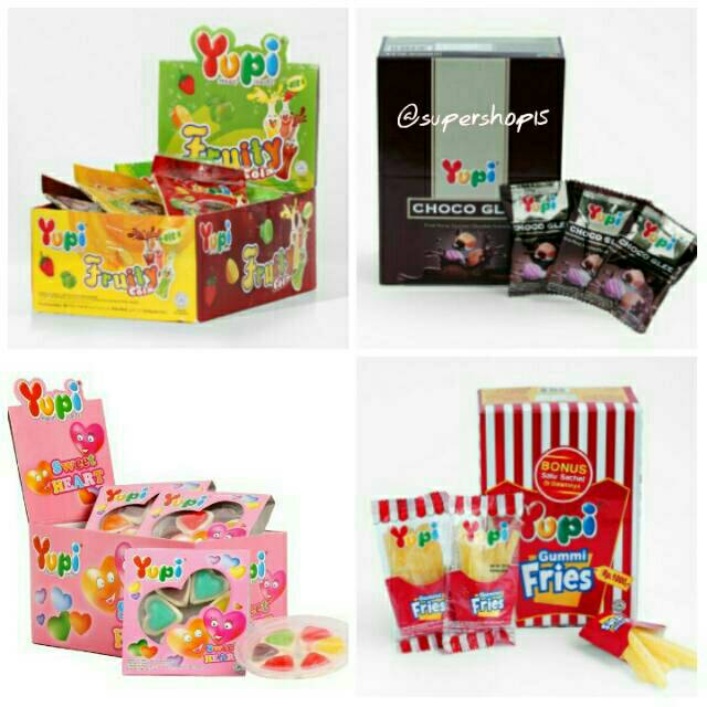 Permen YUPI Bolicious Mandarin / Marshmallow / Cola / Jelly Choco Glee / Sweet Heart / Baby Bears / Aquarium / Dino / Pizza