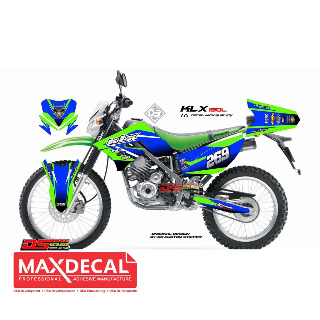 Striping Decal KLX L Biru Hijau Simpel