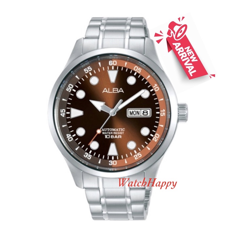 WatchHappy Alba AL4255X1 Men Watch Automatic Brown Dial Day Date Stainless Steel AL4255 100%ORIGINAL