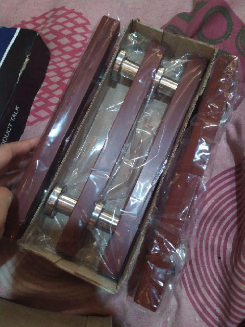 Handle Pintu Rumah Kotak 2x4 X 45 Cm Minimalis Tarikan Kayu Gagang Kunci Natural Coklat Ful Stainles
