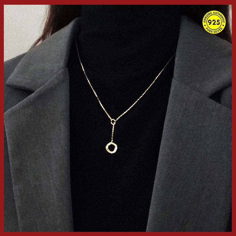 S925 Silver Necklace 18K Gold Women's New