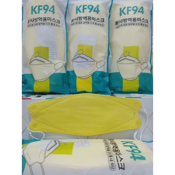 Masker KF94 Korea 4Ply Convex isi 10Pcs Masker 4D Import KF 94 FaceMask-KF94 FACEMASK Yellow