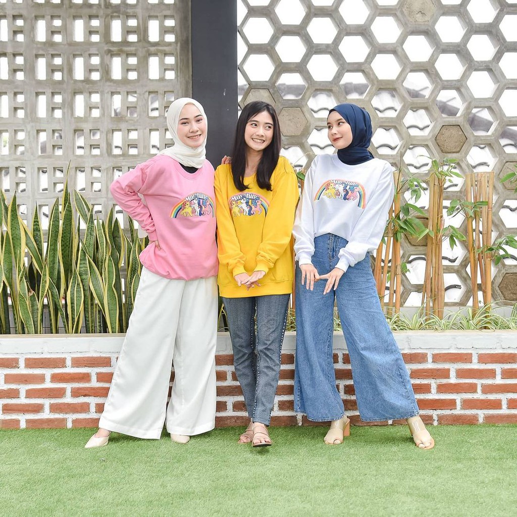 Crewneck Wanita PONY TAILE RAINBOW / Sweater Wanita PONY TAILE RAINBOW