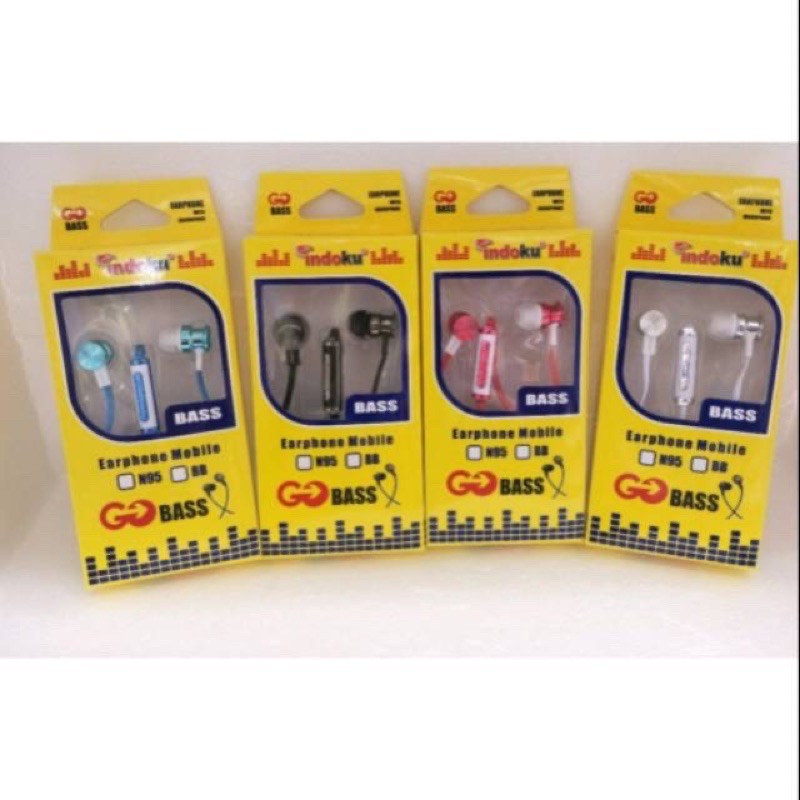 Handsfree INDOKU Kuning N95 Gobass / Headset Indoku Colokan 3.5mm Bass