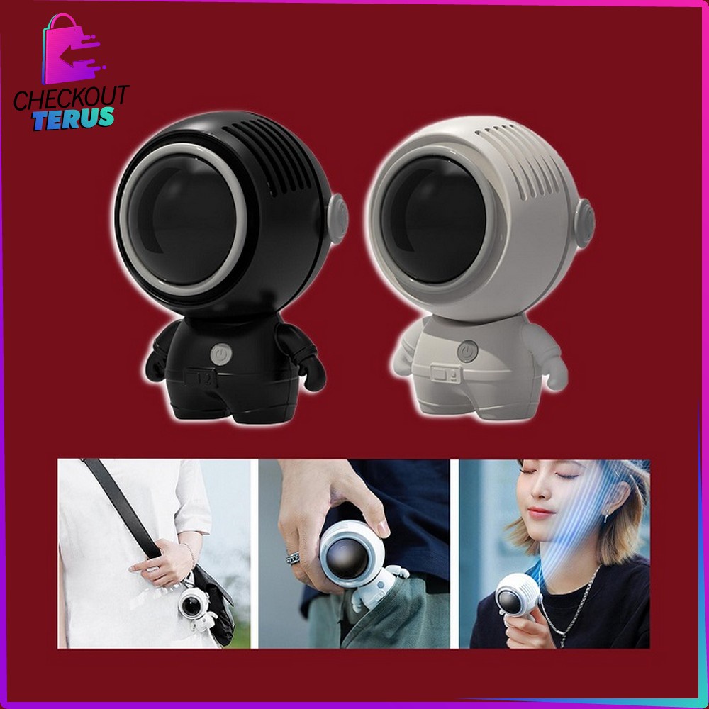 CT C505 Kipas Leher Gantung Astronot Recharger Small Fan Lazy Outdoor Kipas Angin Mini Spaceman Karakter USB Charger Portabel