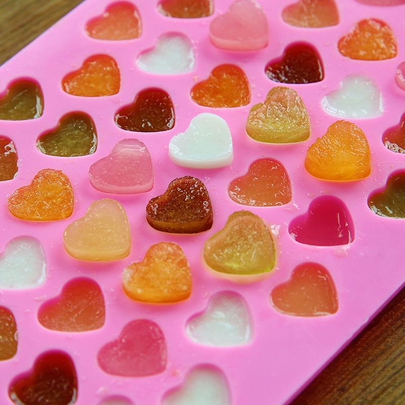 CETAKAN ES BATU SILIKON PINK BENTUK LOVE LA108P3 JELLY PUDING COKLAT AGER SILICON ICE CUBE TRAY MOLD SERBAGUNA