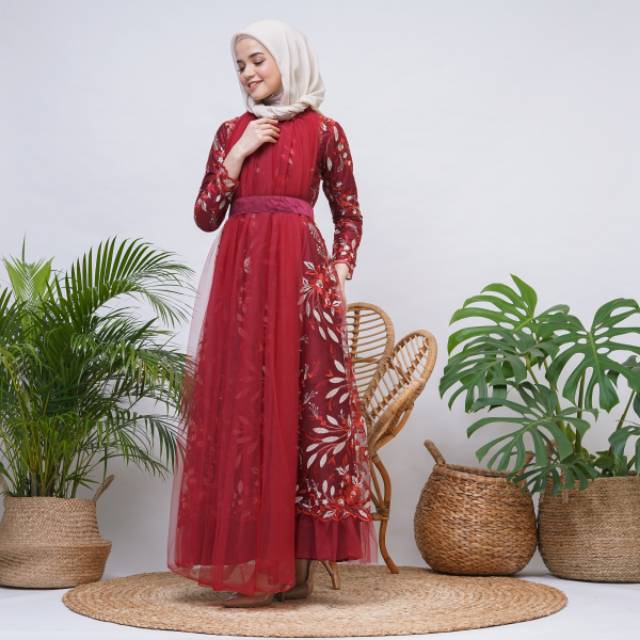 Dealova Indonesia - Zazzu Dress In Maroon