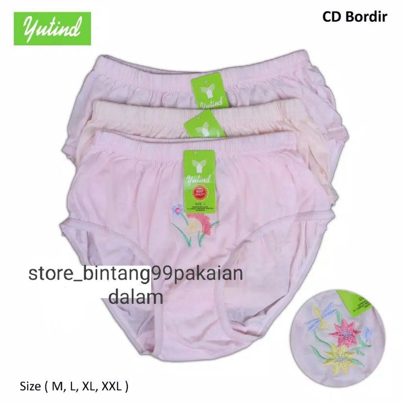 celana dalam wanita yutind bordir size M/L/XL/XXL