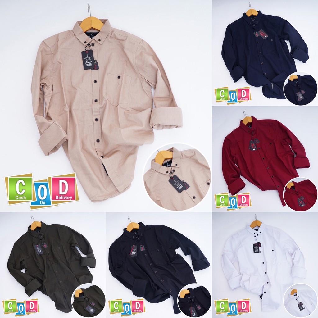 [HOT SALE] BABEDO KEMEJA POLOS CASUAL PRIA LENGAN PANJANG BRAND CASTLE'S ID