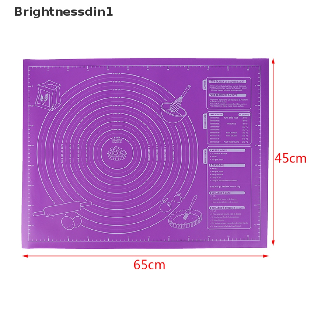 (Brightdin1) Alas Adonan Kue Bahan Silikon Anti Lengket 45x60cm Dengan Skala