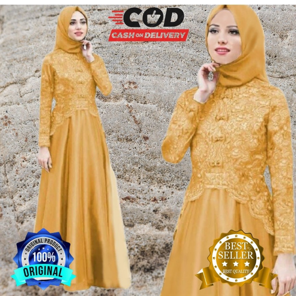 Gamis Brukat Gamis Terlaris Kaella Brokat Maxy Gamis Termurah 2022 Pakayan Muslim Perempuan Drees Br