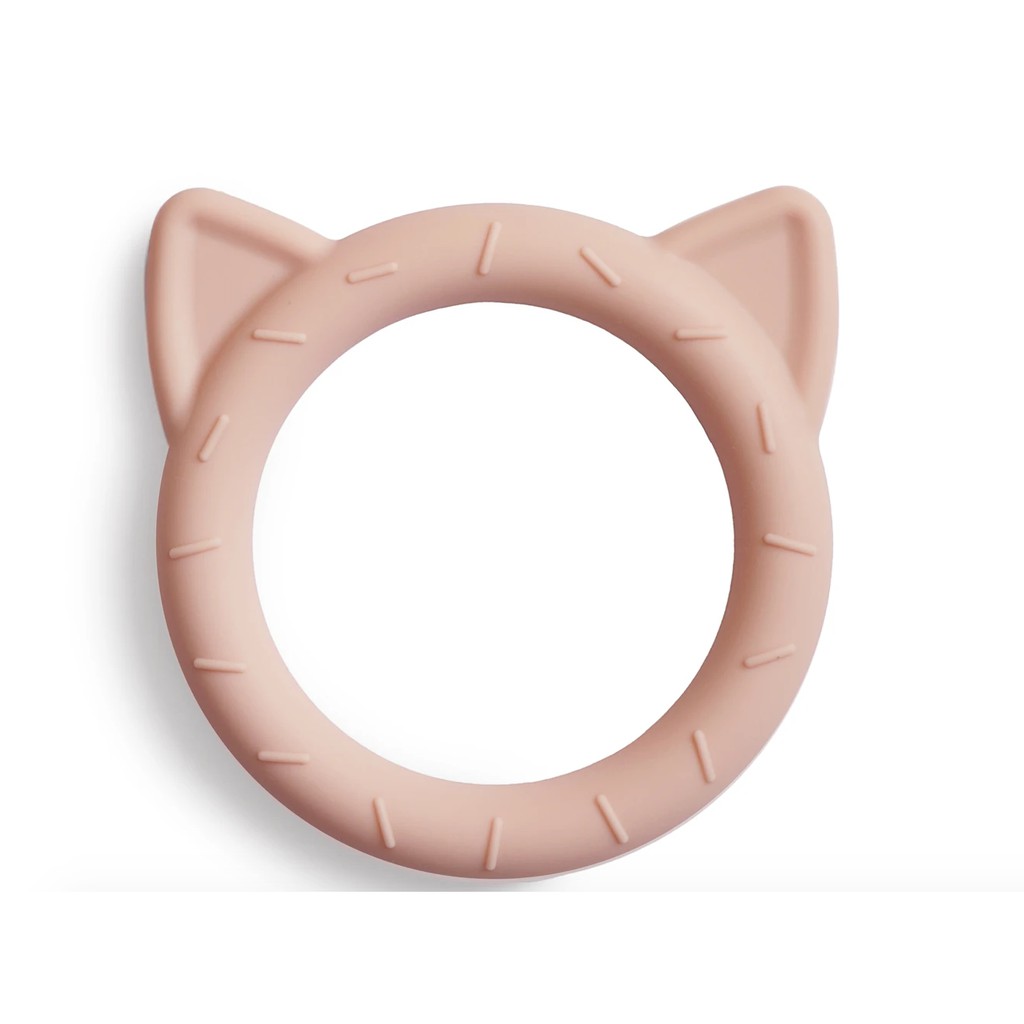 Mushie Teether - Rainbow Bear Cat Silicone Teething Toy Baby Anak Bayi Mainan Gigitan Silikon Gigi-Cat - Blush