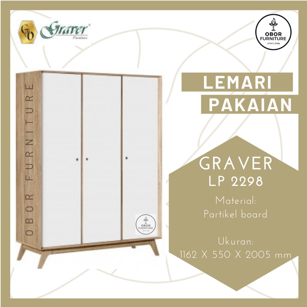 Lemari Pakaian 3 pintu LP 2298 Graver