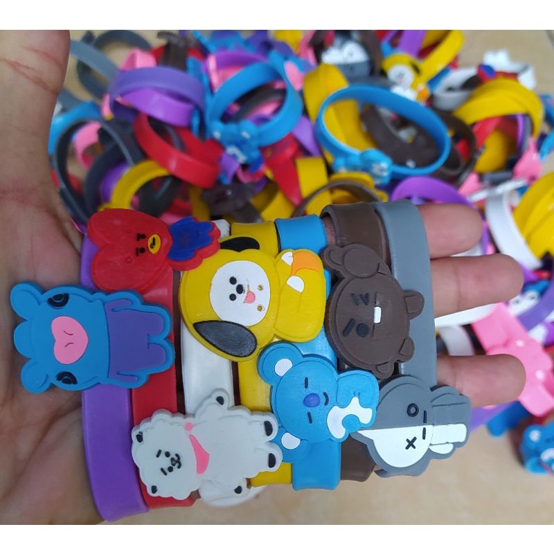 12pcs Gelang Karet Bts Bt21 Untuk Anak Mix Random