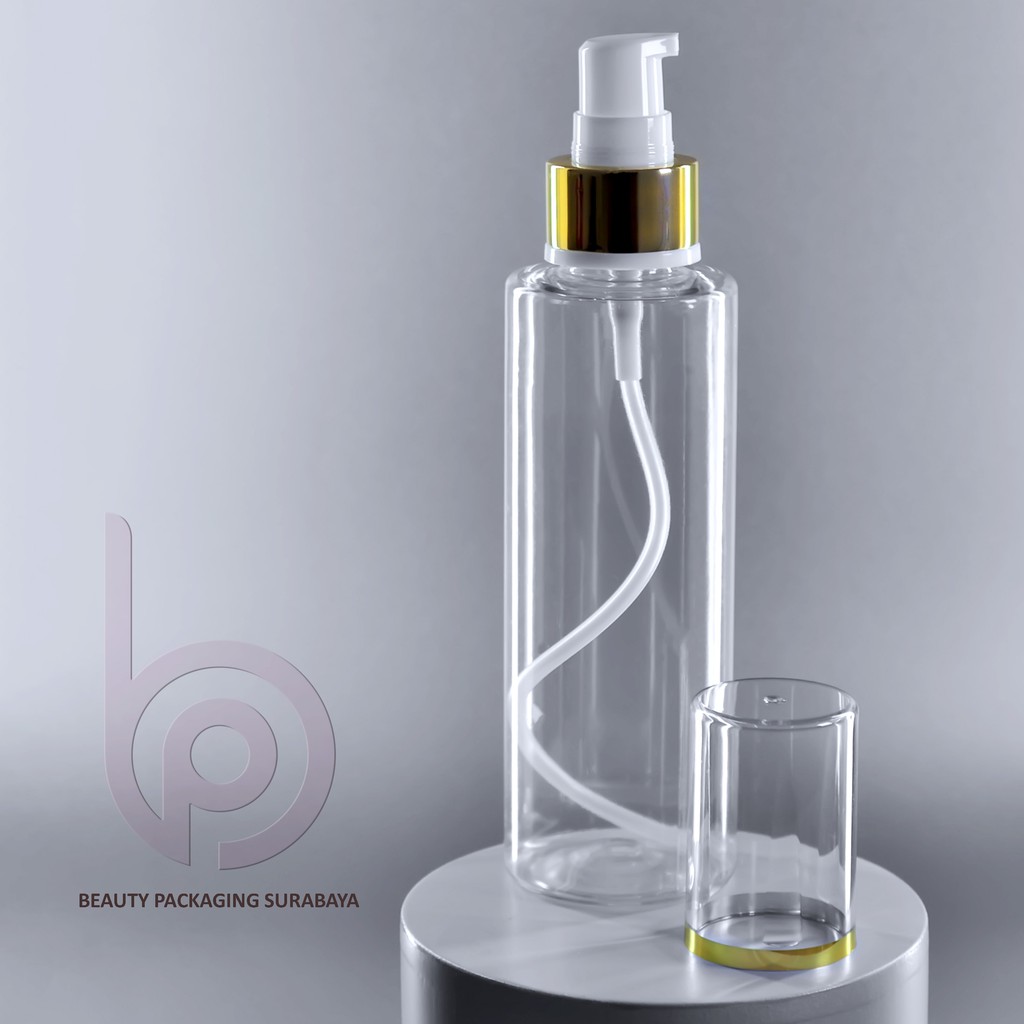 Botol Plastik PET 150ml RF Bening Tutup Pump Treatment Full Cap Neck