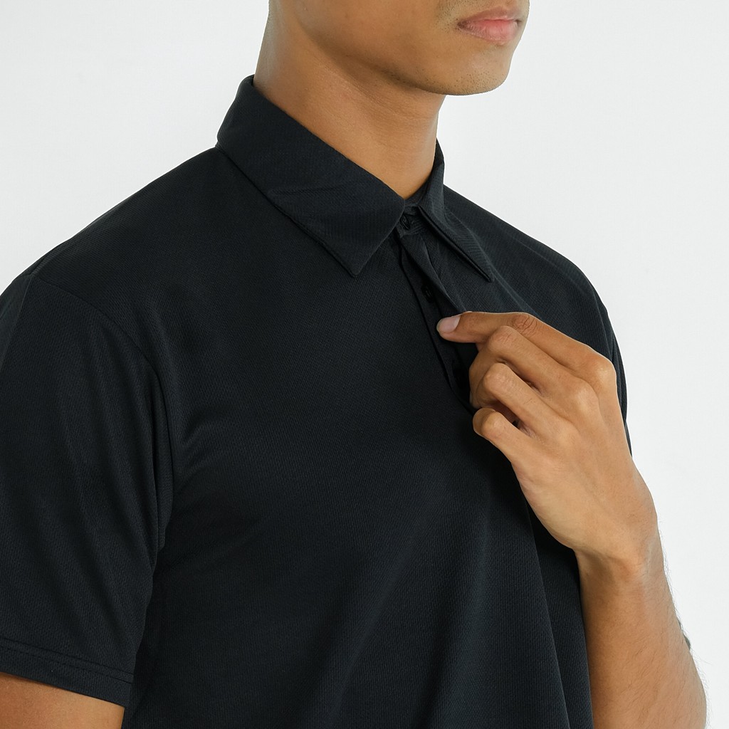 DONSON Kaos Polo Polos Kasual Olahraga Extra Fine Polyester Warna Black