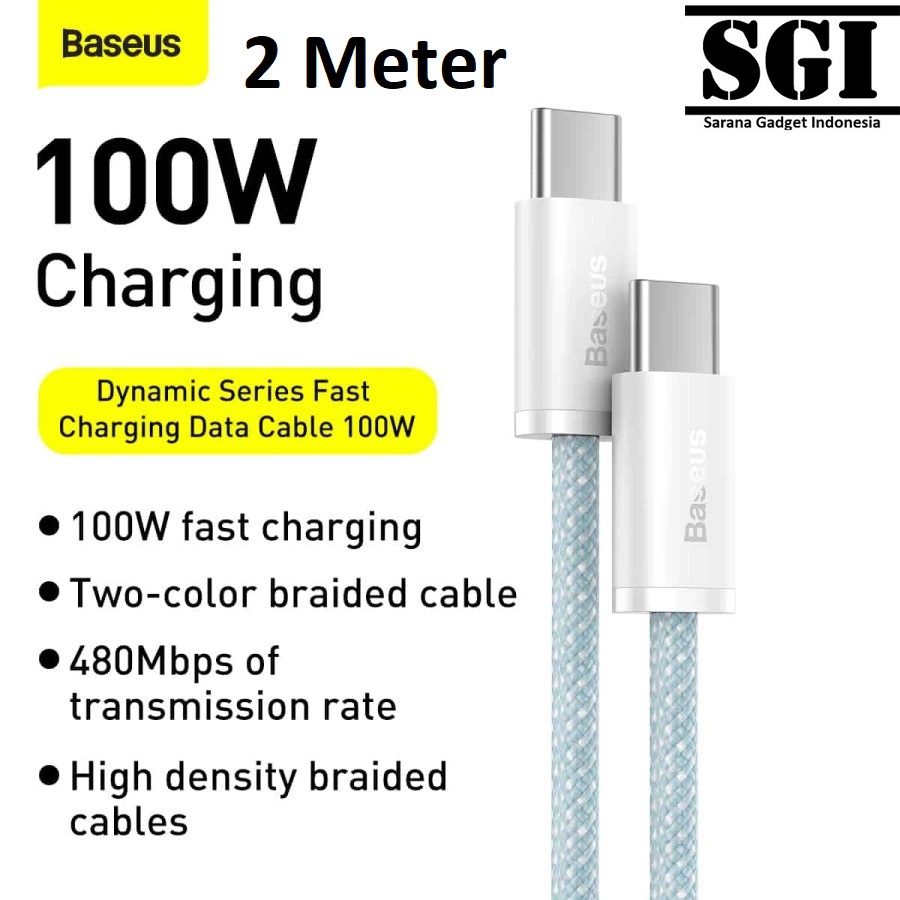 BASEUS ORIGINAL Kabel Data Dynamic Series Type C to Type C 100W 2M 200CM Super Fast Charging Ori Cab