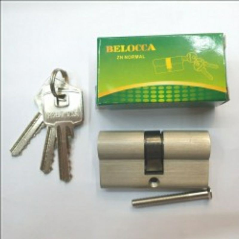 silinder anak kunci pintu biasa merk belocca warna silver
