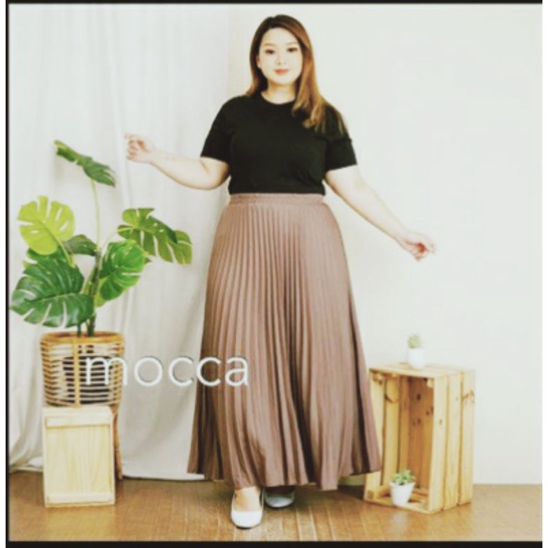 Rok jumbo plisket polos lp 120 , 130 ,140 ,150 160cm bb 90-150kg masuk-MOCCA