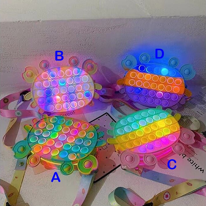 Tas POP IT DENGAN LAMPU LED Model Crab Rainbow