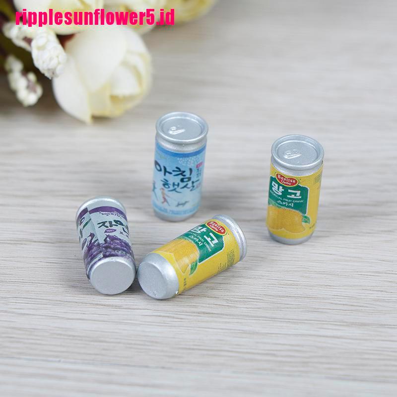 4pcs Miniatur Kaleng Minuman Skala 1: 12 Untuk Aksesoris Dapur Rumah Boneka