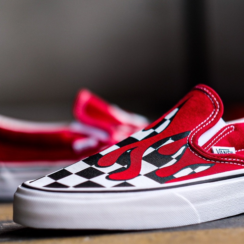 VANS SLIP ON CHECKERBOARD FLAME RED ORIGINAL 100%