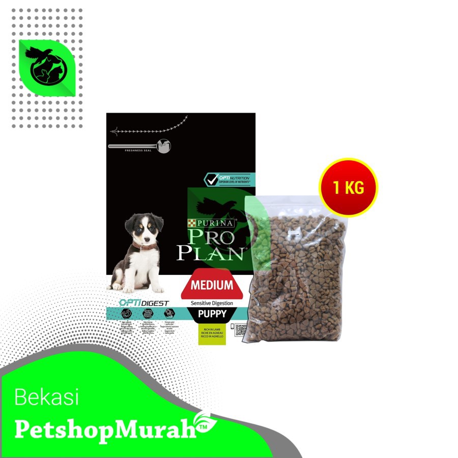 Pro Plan Pencernaan Bermasalah Sensitif Digestion medium puppy Lamb 1Kg