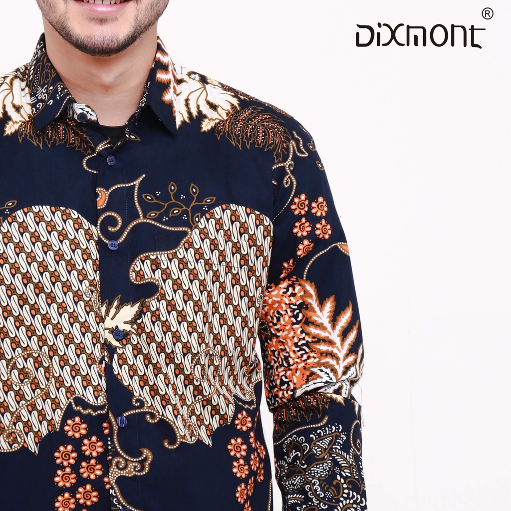 Dixmont Kemeja Batik Pria Basic Formal Lengan Panjang Hem BL01821