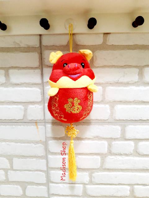 Boneka Babi Lampion 2019 Gantungan Kado Imlek Parcel Tahun Baru Grosir Yenpao Koin Imlek Merah