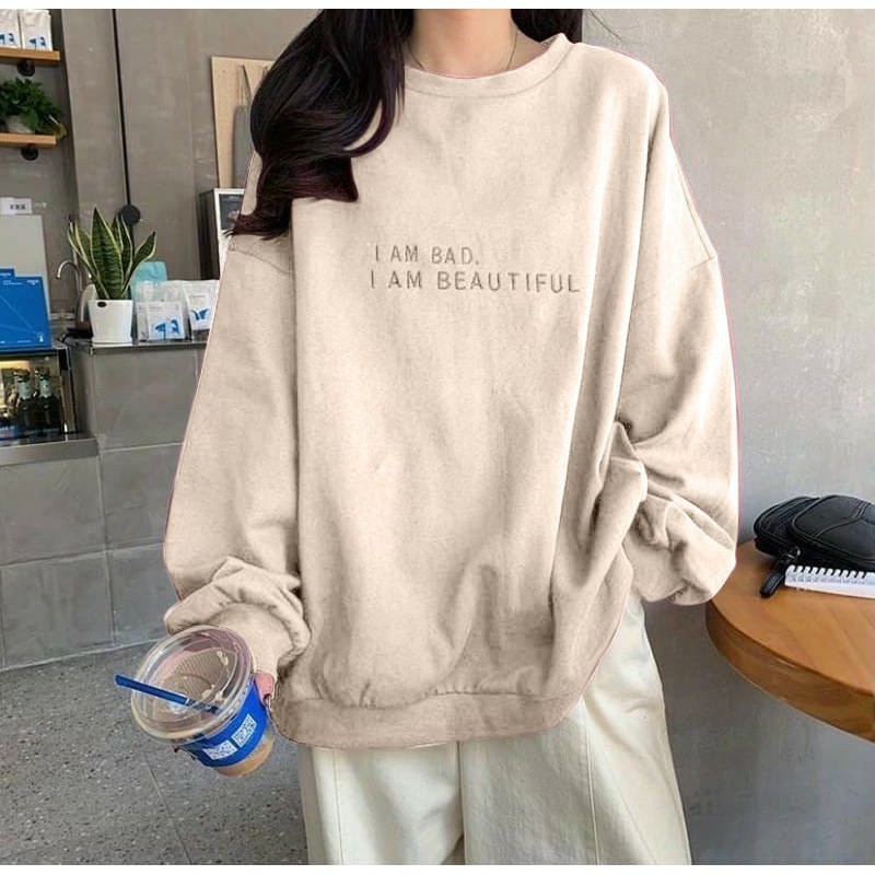 SWEATER UNISEX I AM BAD ALA KOREA TEBAL TERBARU