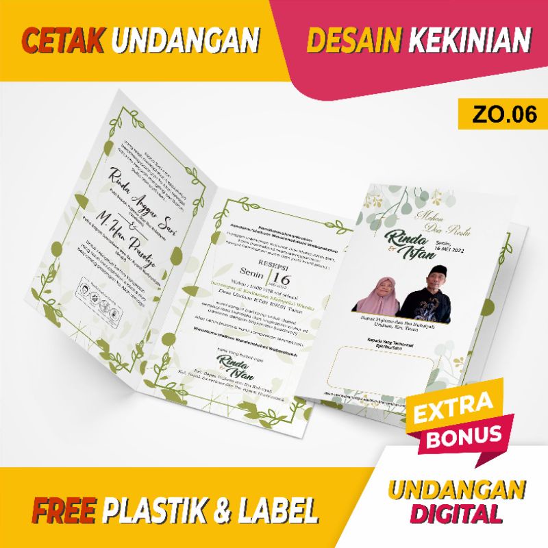 UNDANGAN ORANG TUA UNTUK PERNIKAHAN ANAK/ KHITANAN DESAIN MODERN ZO 06